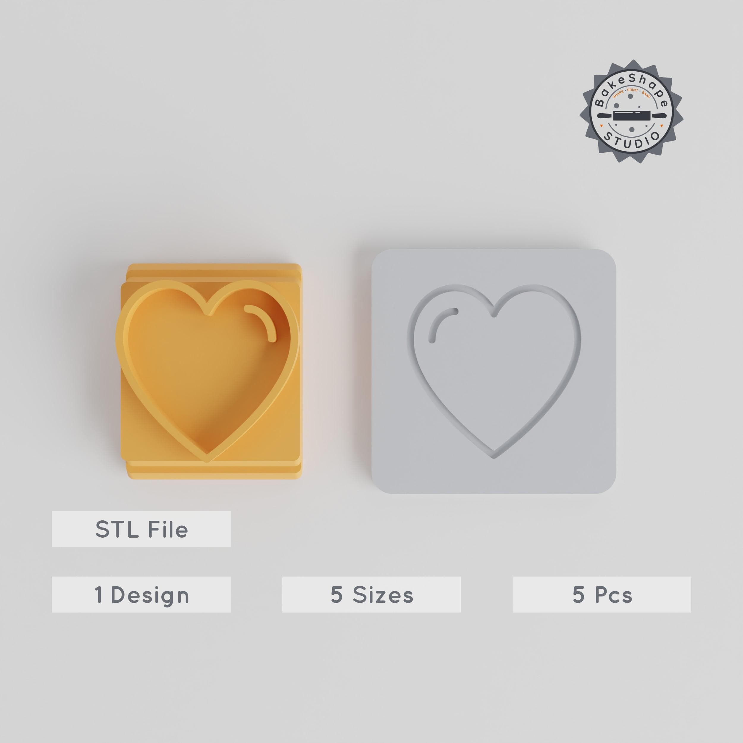 Heart Stamp Tile Set, 5 Sizes, 20-40mm, Perfect for Clay, Cookies & Fondant, Party & Celebration Decor PRODUCT_4675 3d model