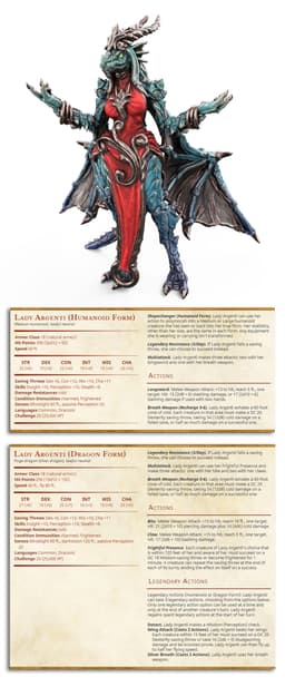 Lady Argenti - Female Silver Dragon Humanoid Form - PRESUPPORTED - Illustrated and Stats - 32mm scal 3d model