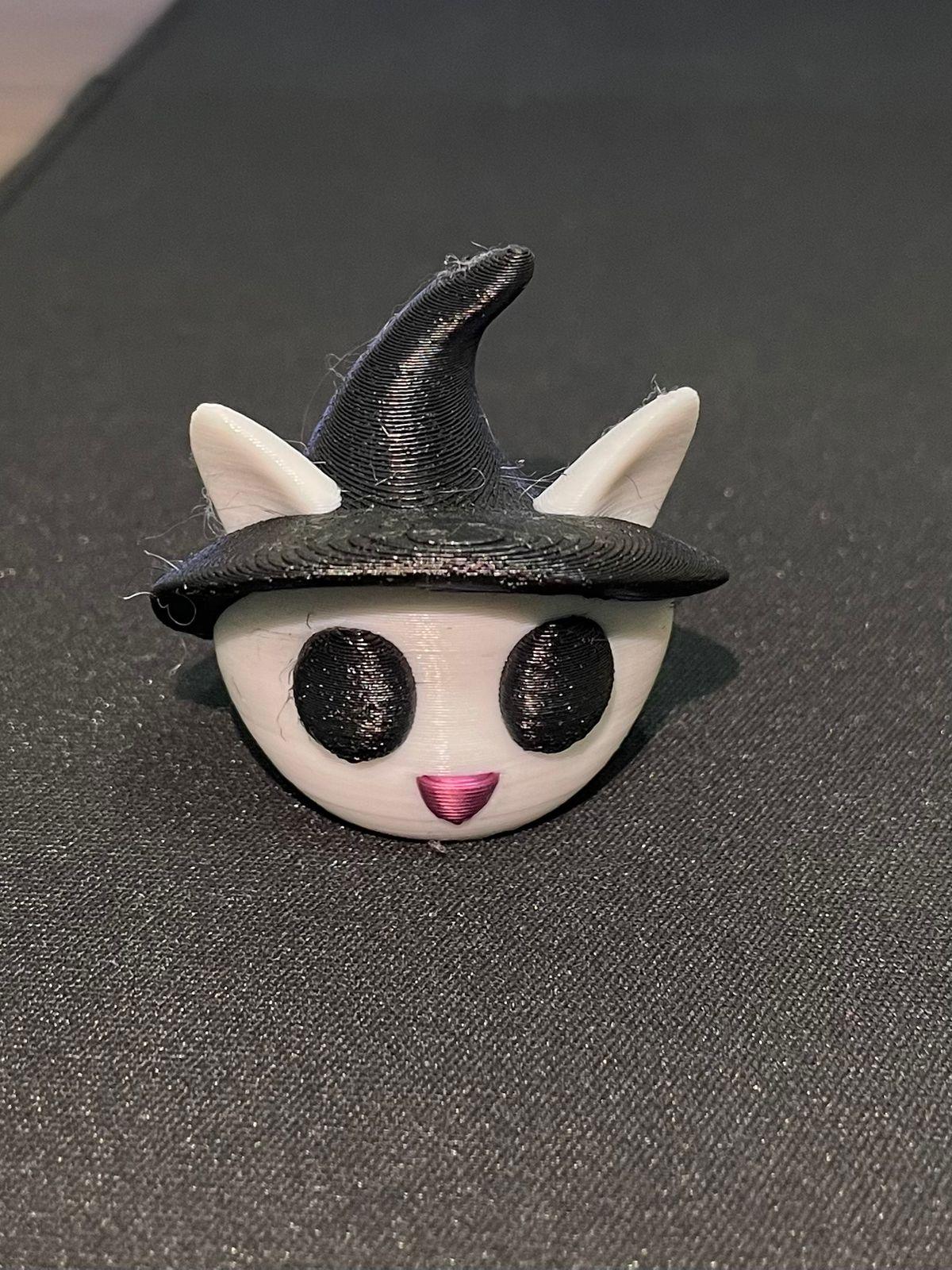 Spooky Cat with Witch hat - 3mf file for bambu 3d model