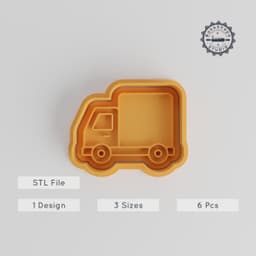 Lorry Shape Cutter & Stamp Set, Cookie & Fondant Decorating, 6 Pieces, Small/Medium/Large, Transport Vehicle Design PRODUCT_3238 3d model