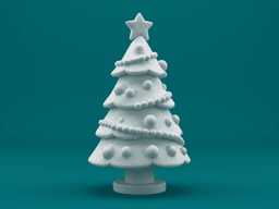Stylized Christmas Tree 3D Model – Monochrome Holiday Decoration 3d model