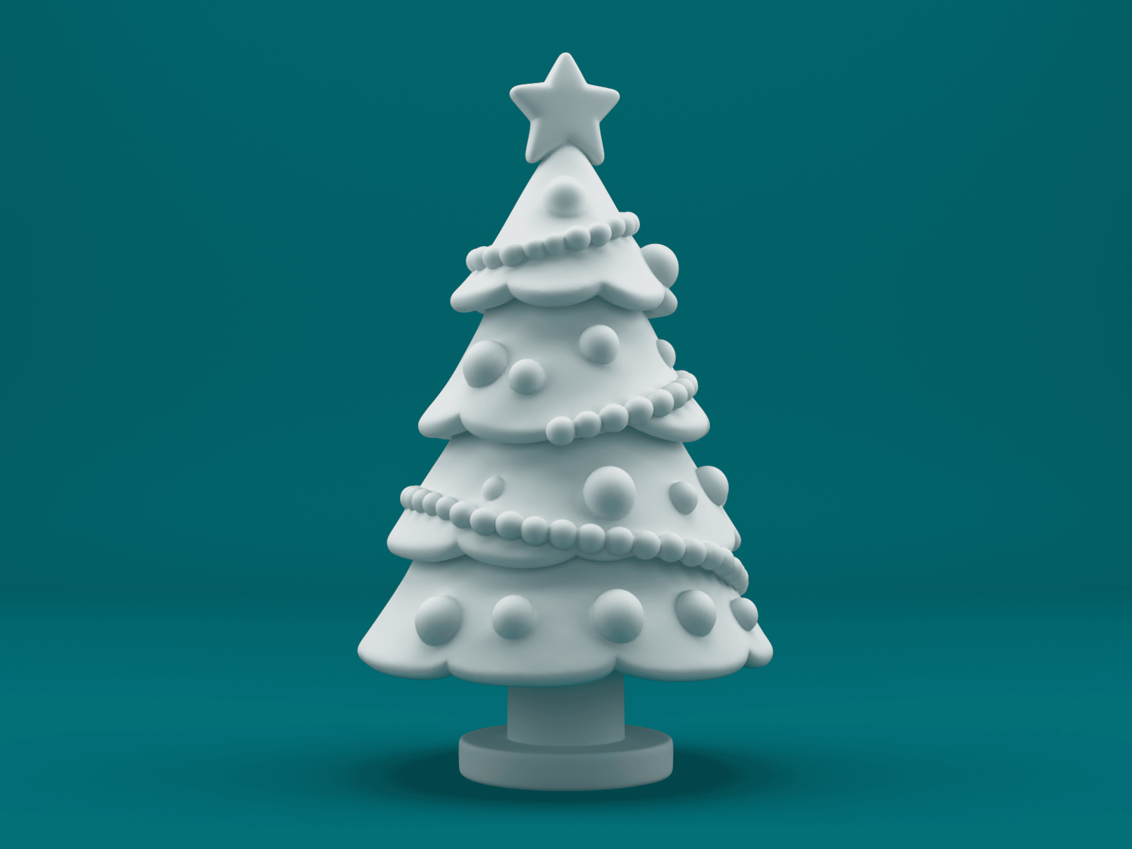 Stylized Christmas Tree 3D Model – Monochrome Holiday Decoration 3d model