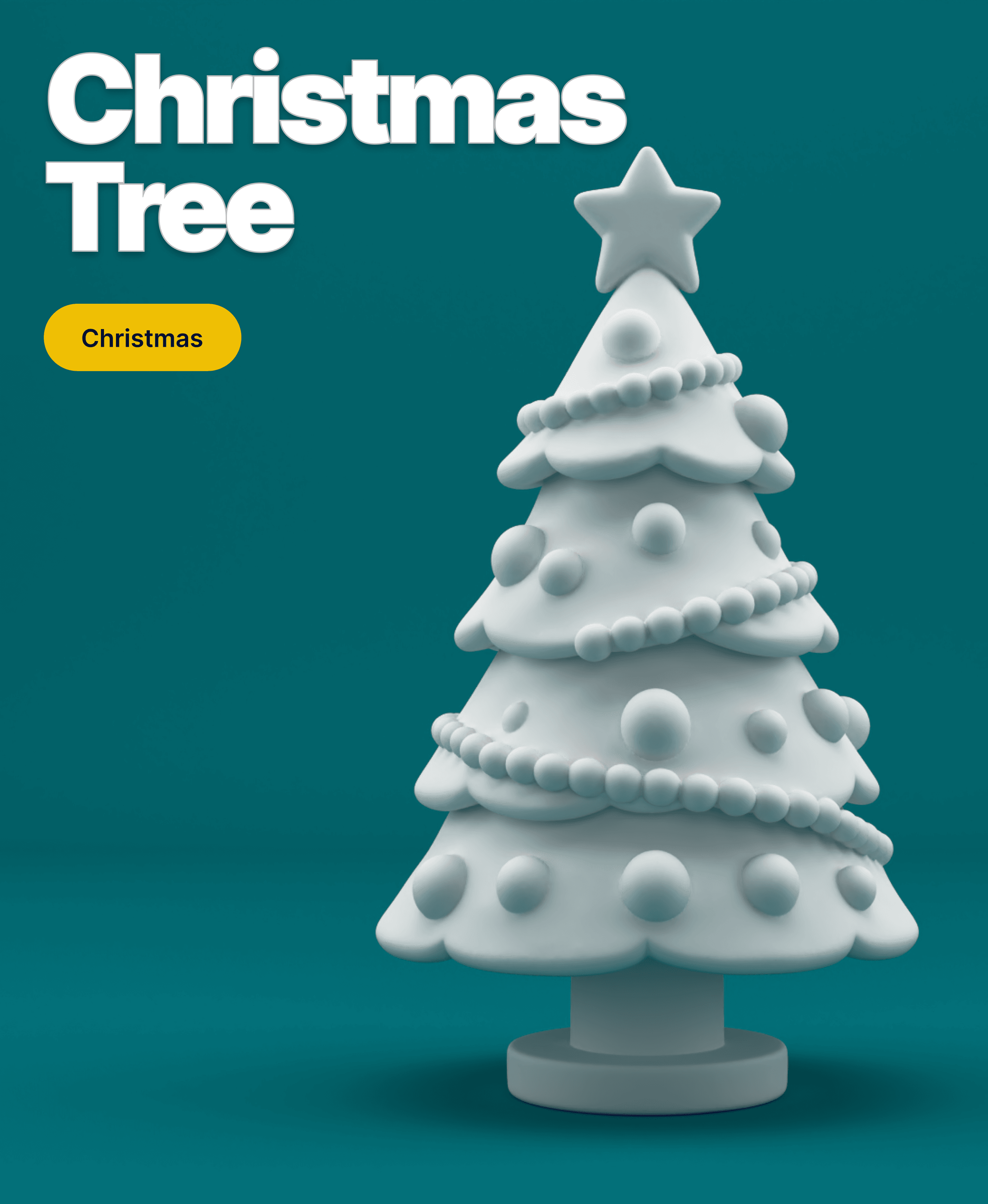Stylized Christmas Tree 3D Model – Monochrome Holiday Decoration 3d model