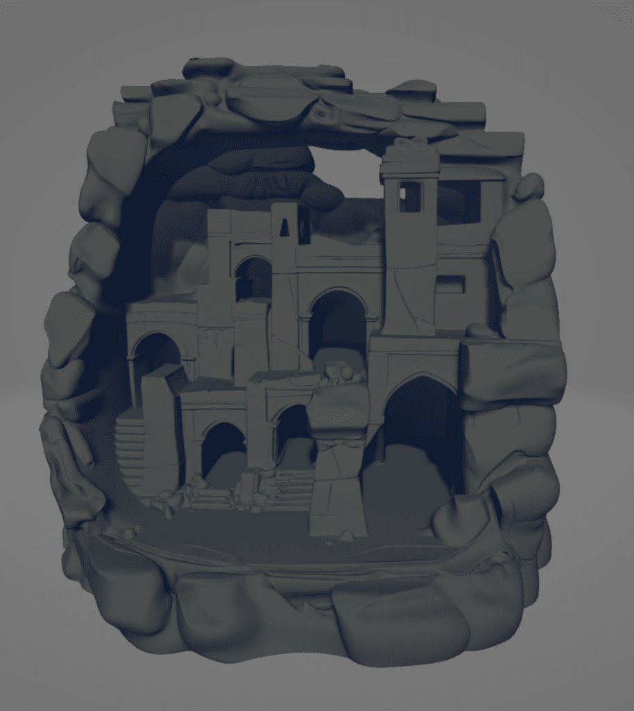 Die vergessene Grotte von Akatosh – Höhlenstadt-Diorama 3d model
