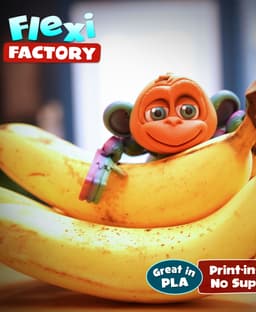 Flexi Factory Monkey with Banana, Tree and 3MF File Included! 3d model