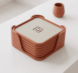 Stackable Coaster Set with Minimalist Holder 3d model