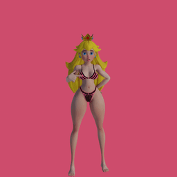 Cartoon Princess in bikini and wearing a crown v2 3d model