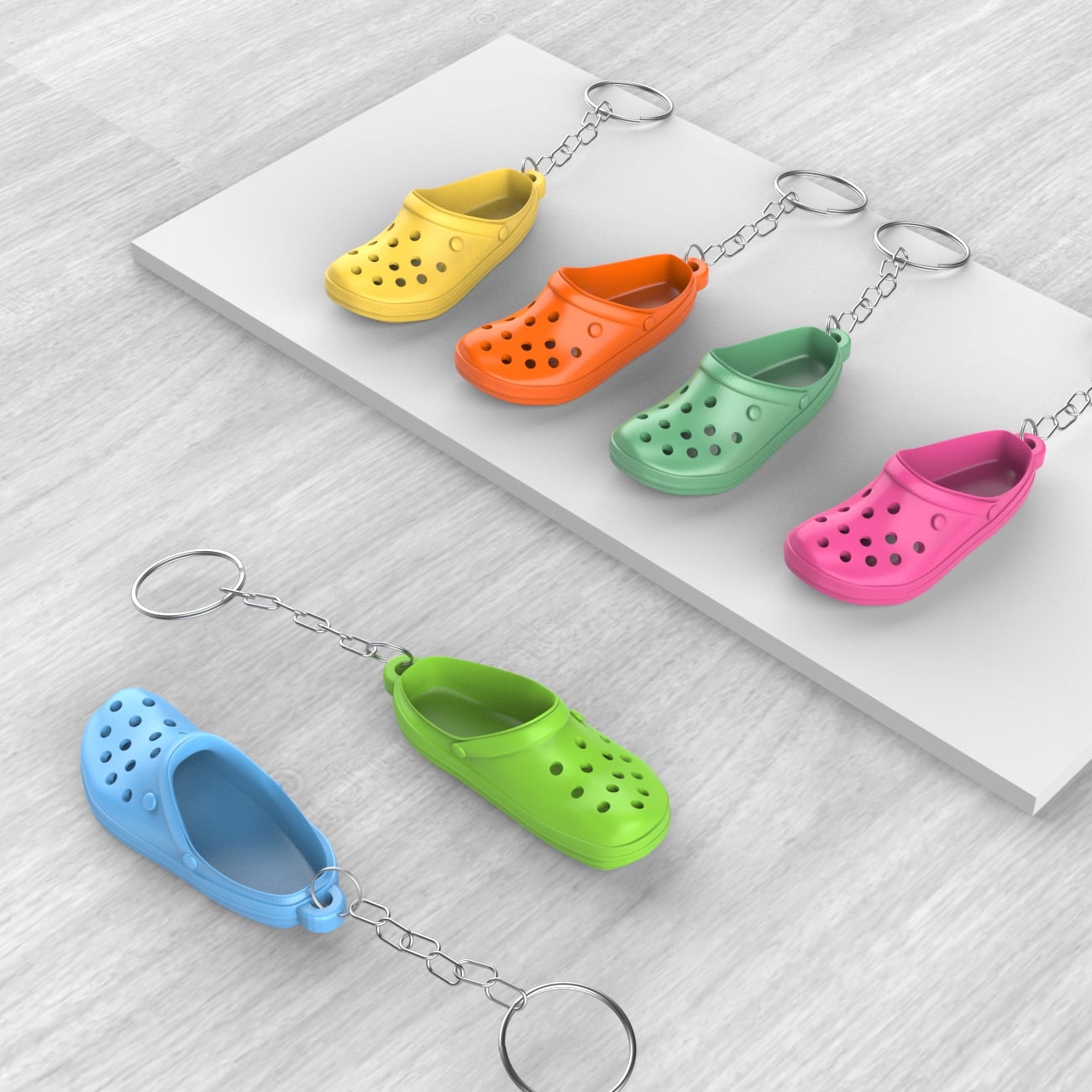 Mini Cr0cs Shoe Keychain, Fun Accessory, for Keys or Bags, Cr0cs Shoe Inspired Hole Design 3d model