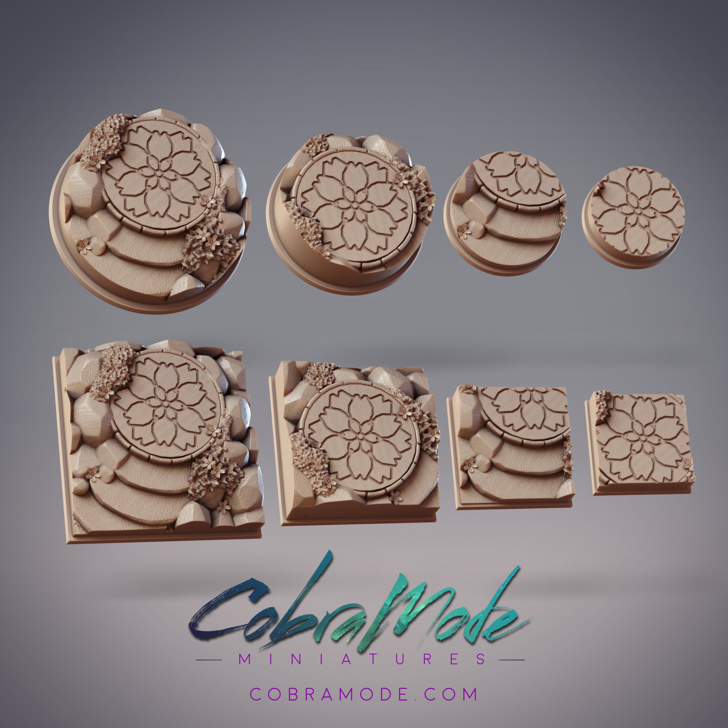 Chrysanthemum Base Pack (8pcs) - Round and Square Versions 3d model
