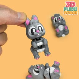 Cute Flexi Rabbit Print-in-place & Keychain 3d model