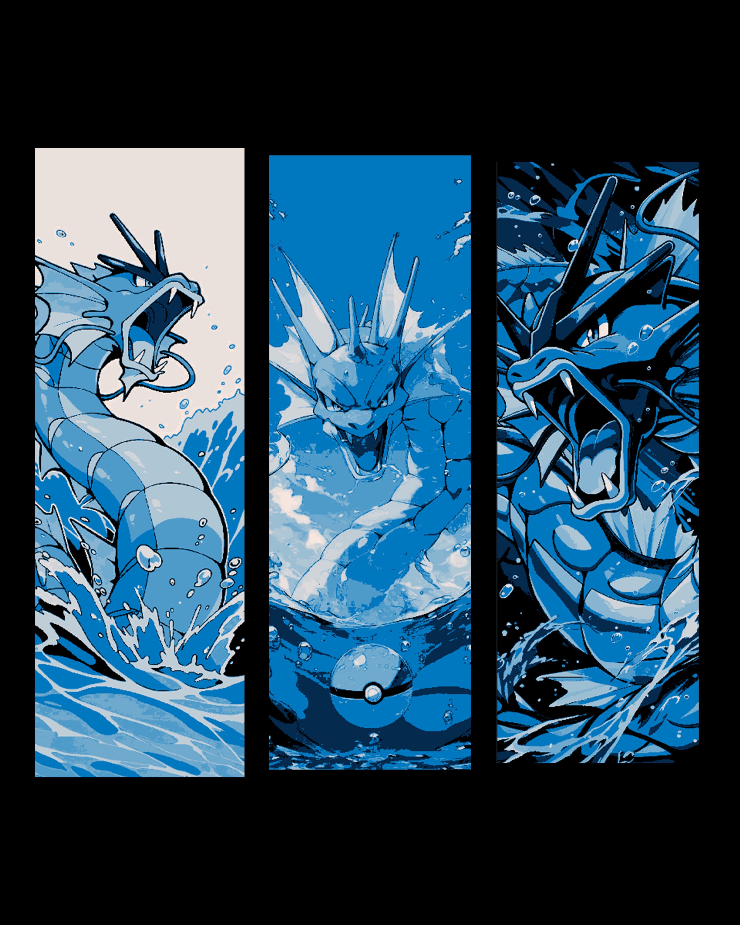 fan art of the great flying serpent Gyarados from Pokemon -set of bookmarks 3d model