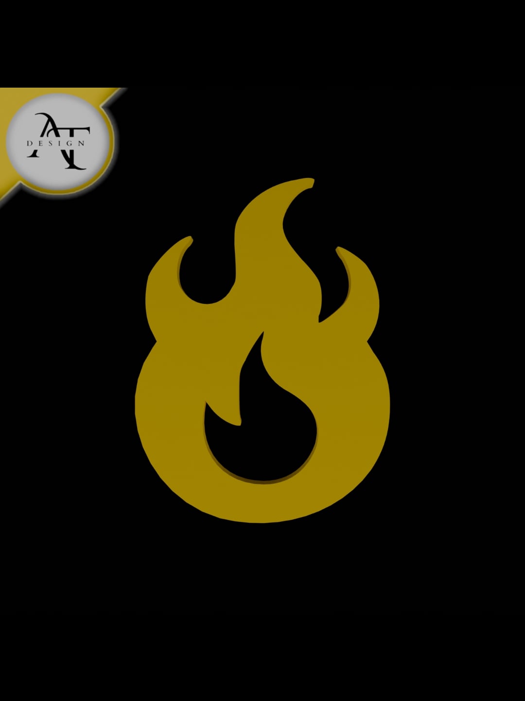 Simple Flame Symbol - 2D Art 3d model