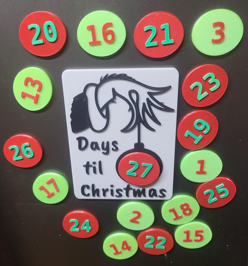 Magnetic Grinch hand Christmas Countdown board 3d model