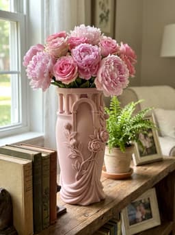 Classical Roman Arch Architectural Vase – Elegant Floral Relief Decorative Planter 3d model