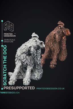 Scratch - NPC Dog - PRESUPPORTED - Illustrated and Stats - 32mm scale 3d model