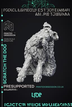 Scratch - NPC Dog - PRESUPPORTED - Illustrated and Stats - 32mm scale 3d model