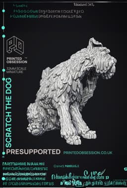 Scratch - NPC Dog - PRESUPPORTED - Illustrated and Stats - 32mm scale 3d model