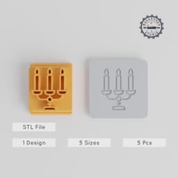 Festive Candle Stamp Tile Set, 5 Motif Sizes 20-40mm, Perfect for Clay, Fondant & Cookies, Christmas & Holiday Designs PRODUCT_3794 3d model