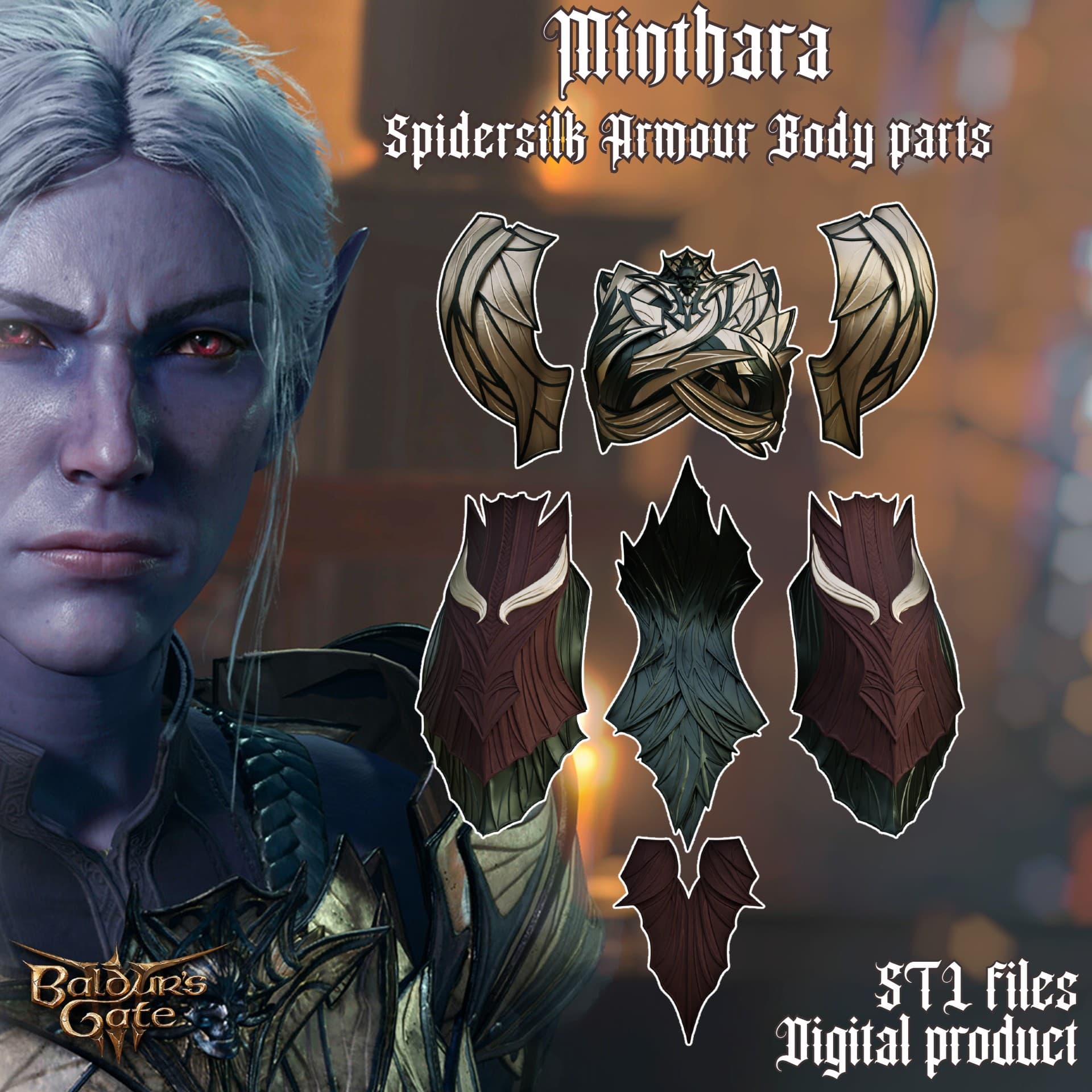 Fantasy Minthara Spidersilk Body Armor Baldurs Gate 3 STL 3d model