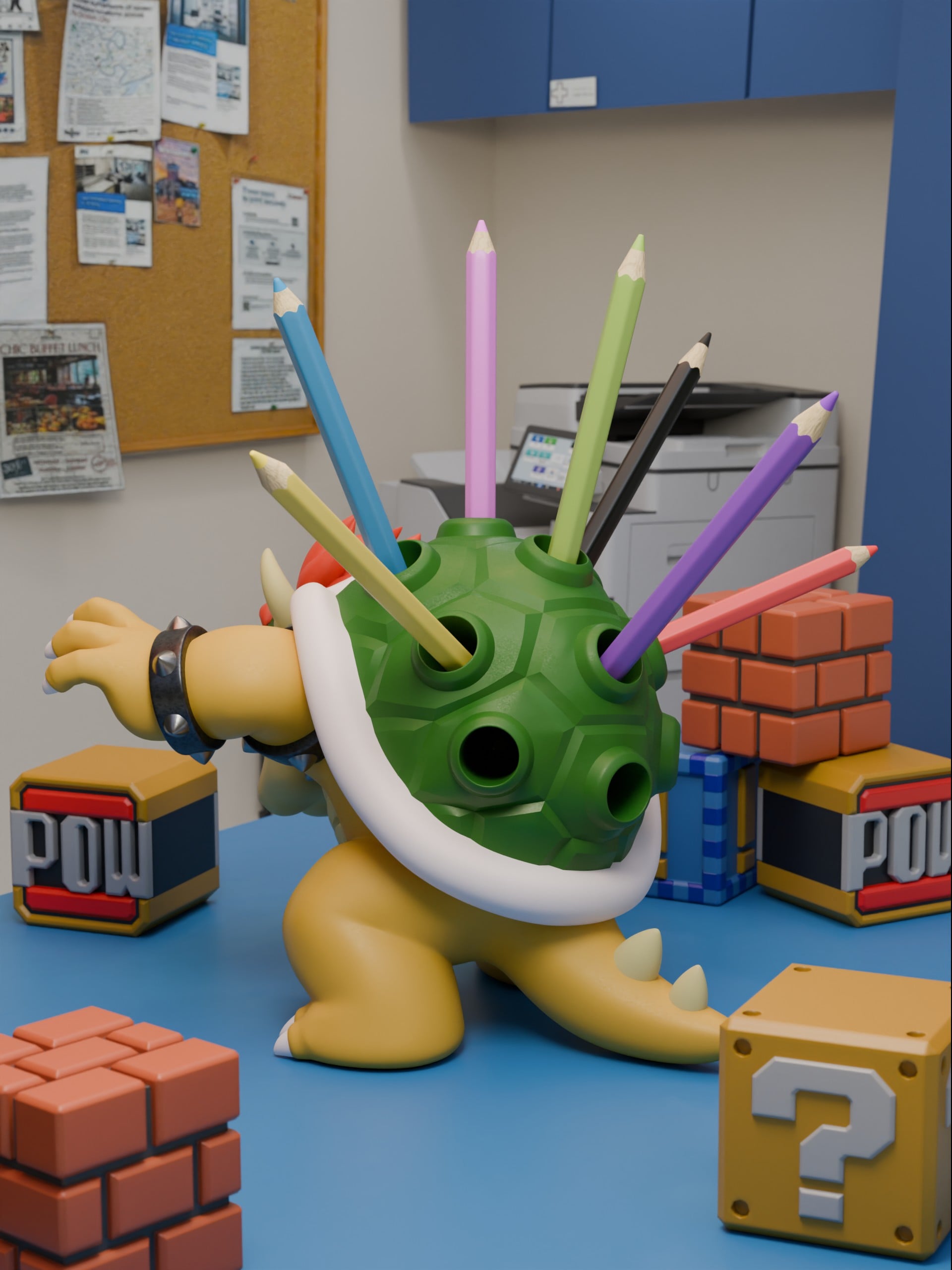 Bowser Mario Pencil Holder 3d model