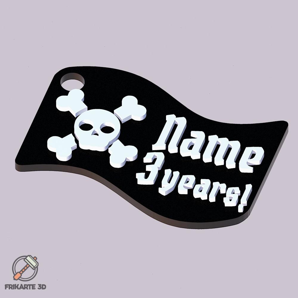 Customizable Pirate Birthday Party Keychain 3d model