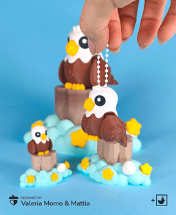 Cute Flexi Eagle (Toy, Keychain) + print-in-parts, Articulated Toy Mini 3d model