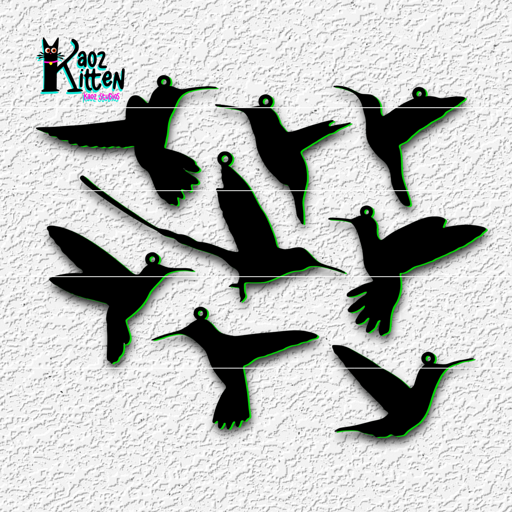 hummingbird charms jewelry pack of 8 birds 3d model