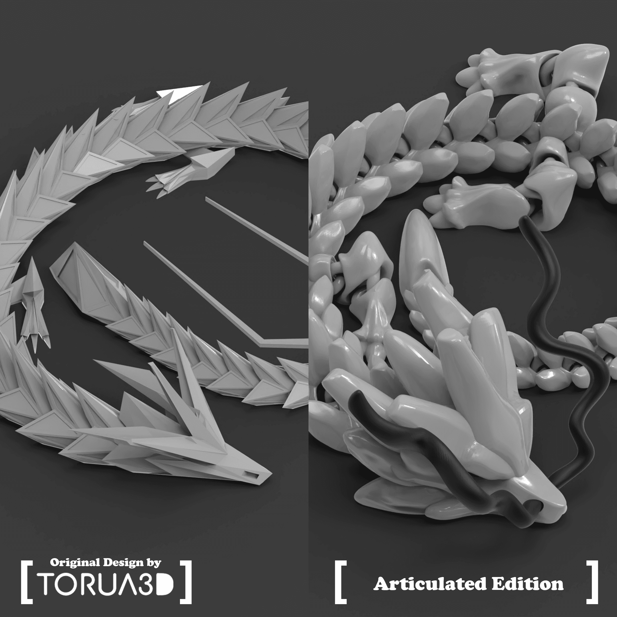Articulated Dragon V2 - Redesigned Flexi Print-In-Place Dragon 3d model