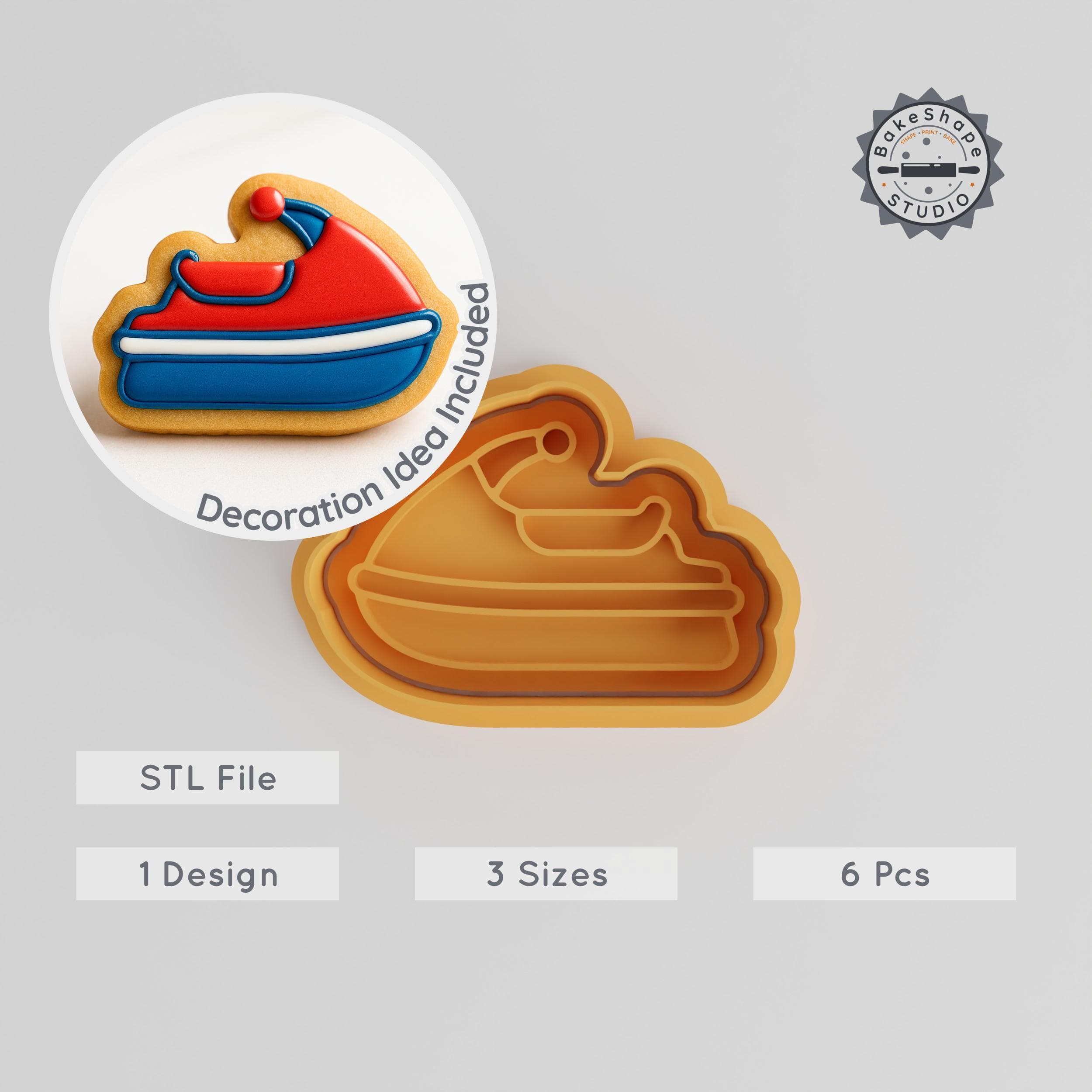 Jet Ski Cookie Cutter & Stamp Set, Watercraft Shape for Fondant, S/M/L Sizes PRODUCT_1109 3d model