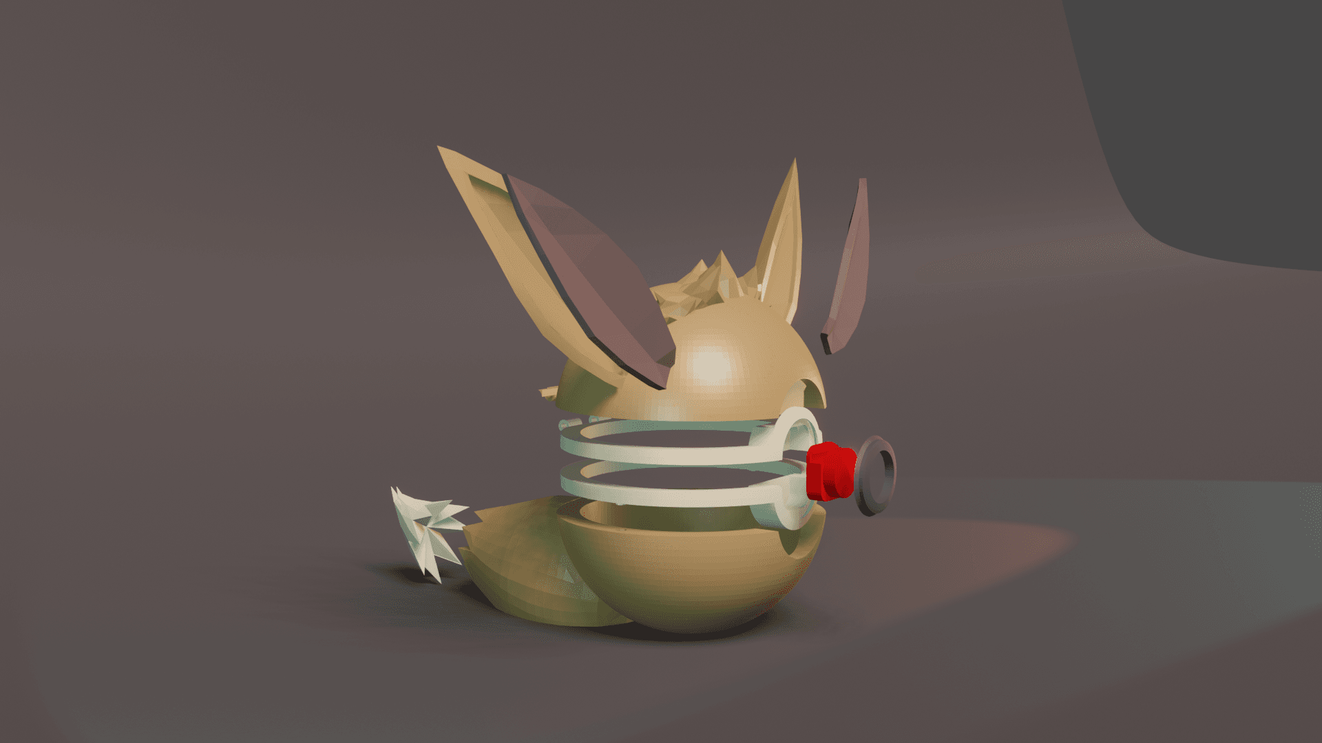 EeveeBall Eevee Themed Opening Pokeball - Fan Art 3d model