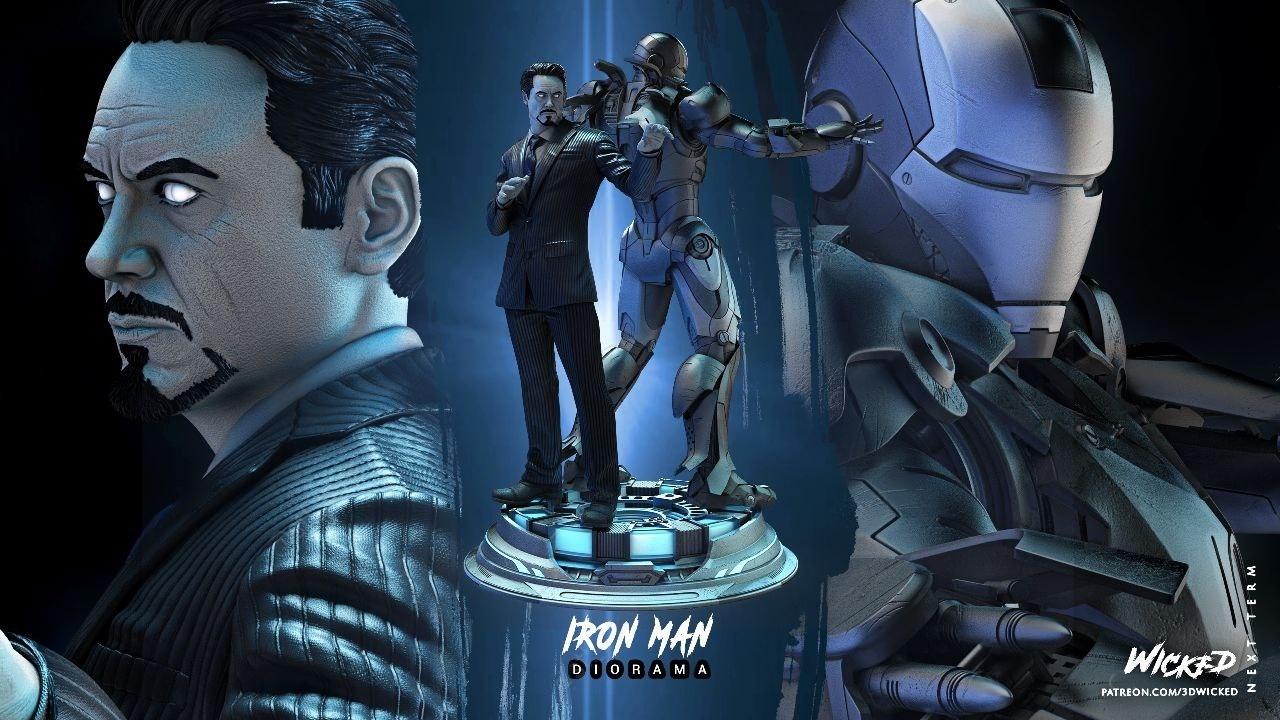 Wicked Marvel Iron Man and Tony Stark Sculptures DIORAMA COMPLETE: Tested and ready for 3d printing 3d model