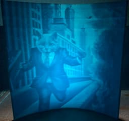 Lithophane of a Cat Running from a Burning Building 3d model