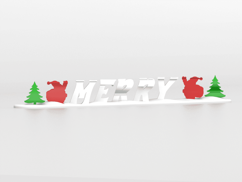 Merry Christmas Text Illusion 3d model