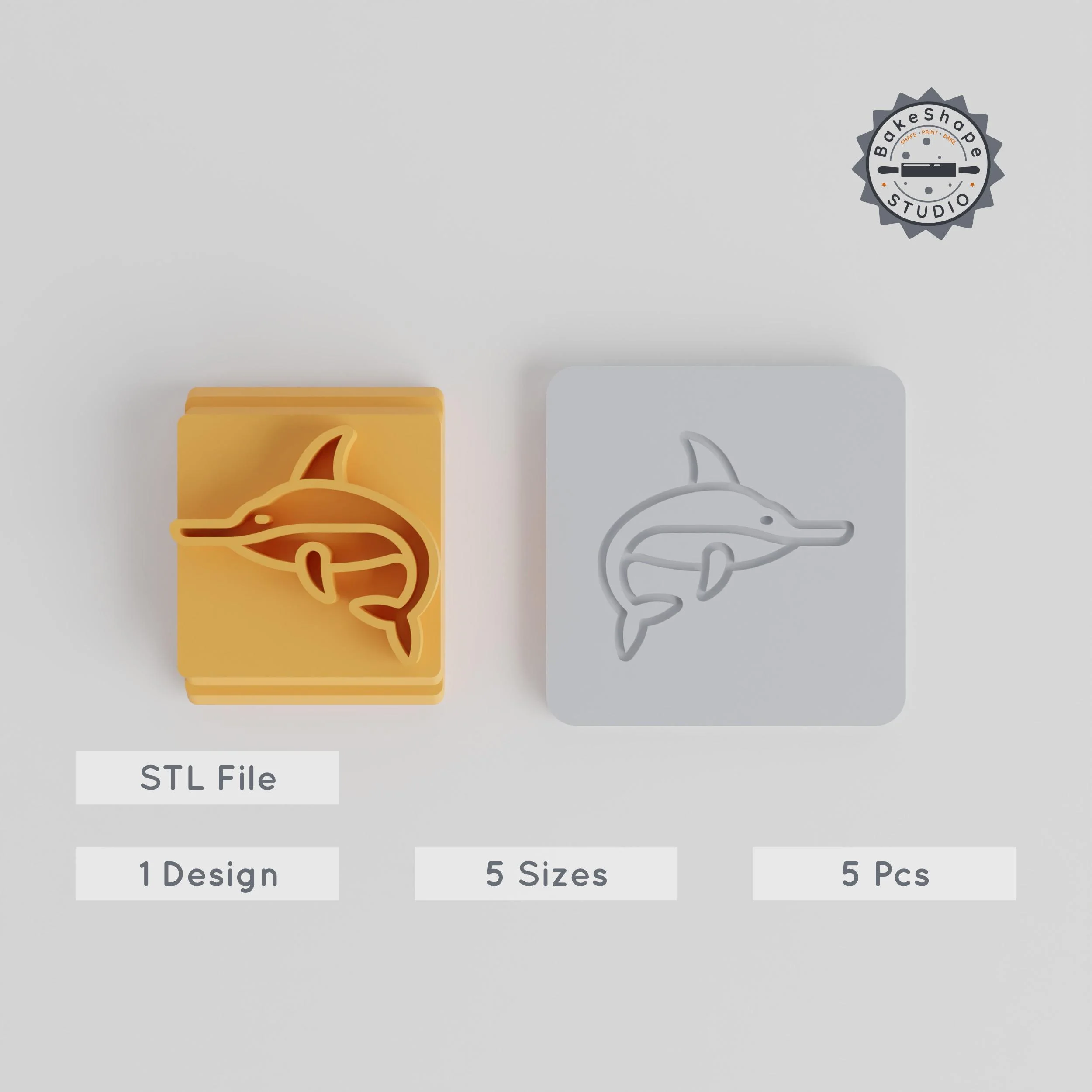 Sword Fish Stamp Tile, 5 Size Set, Perfect for Clay & Cookies, Ocean Knife Sea Spear Design PRODUCT_1679 3d model