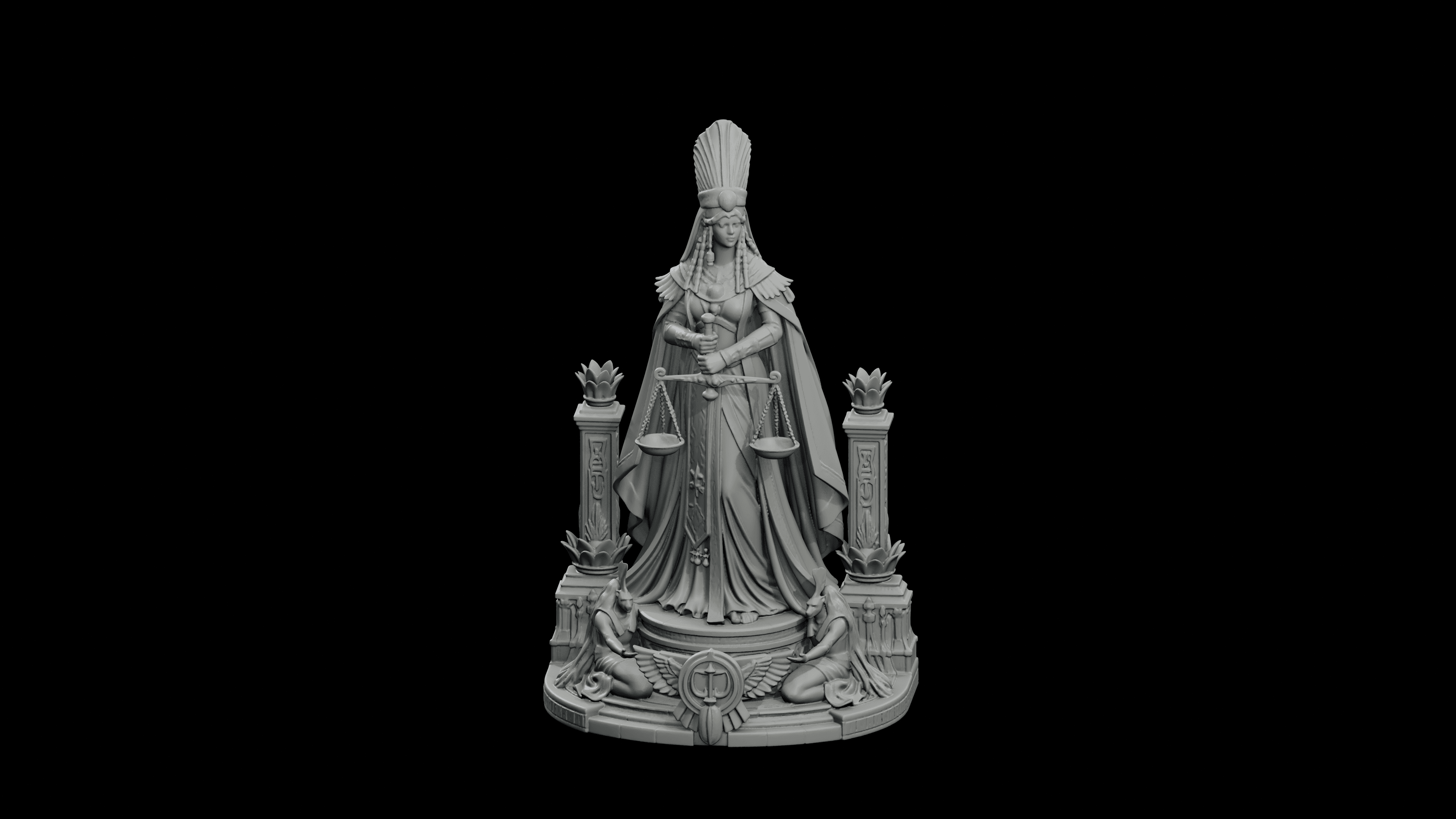 Maat Feather Balance Oracle STL - Printable Egyptian Balance Goddess Statue 3d model