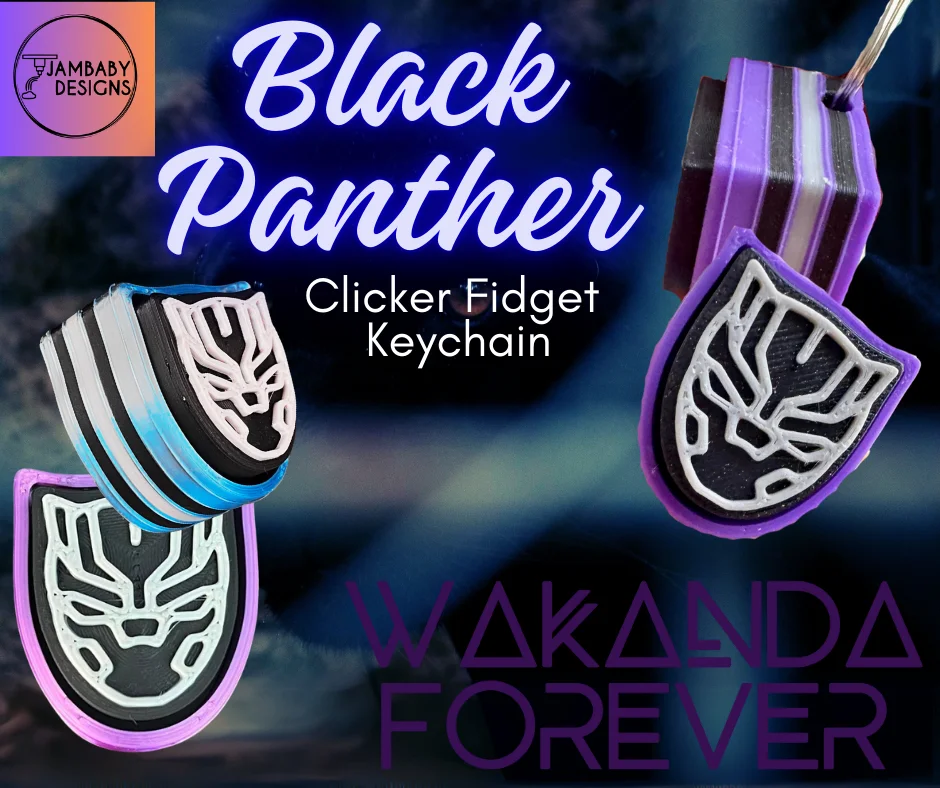 Black Panther Clicker Fidget Keychain 3d model