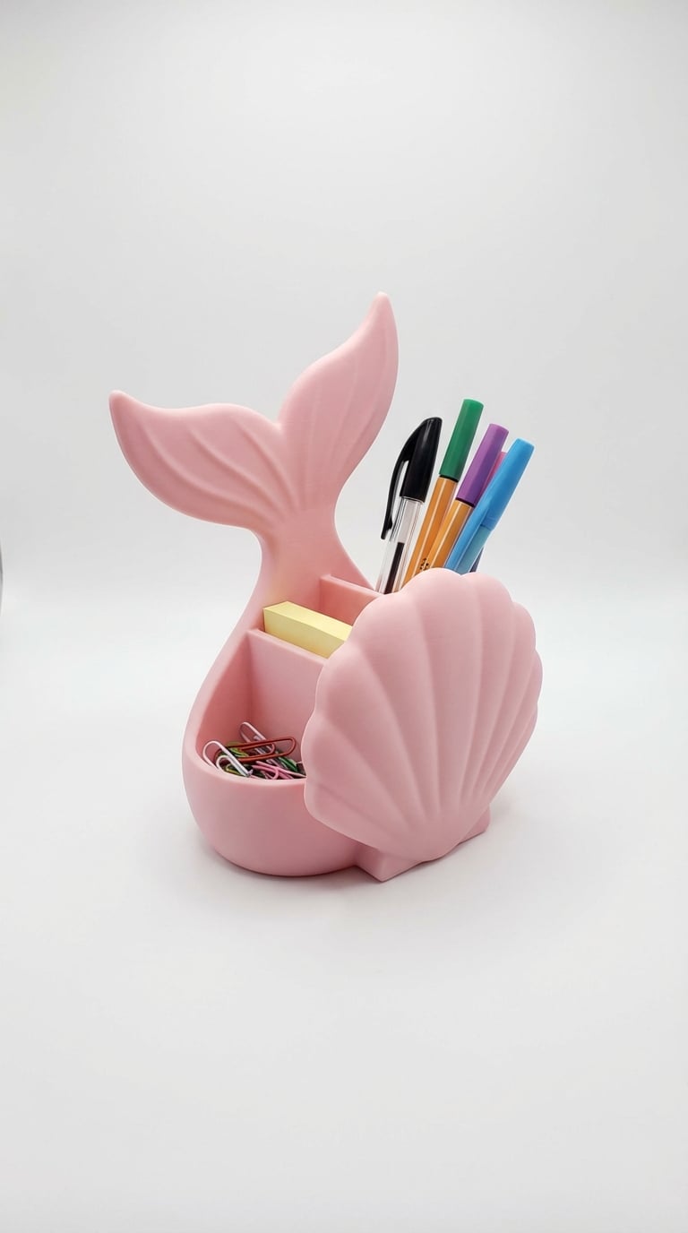 Mermaid Tail & Shell Desk Organizer 3d model