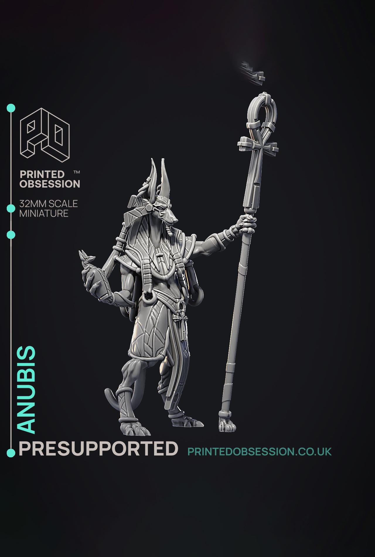 Anubis - God of Death - Court of Anubis -  PRESUPPORTED - Illustrated and Stats - 32mm scale 3d model