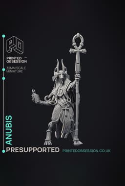 Anubis - God of Death - Court of Anubis - PRESUPPORTED - Illustrated and Stats - 32mm scale 3d model