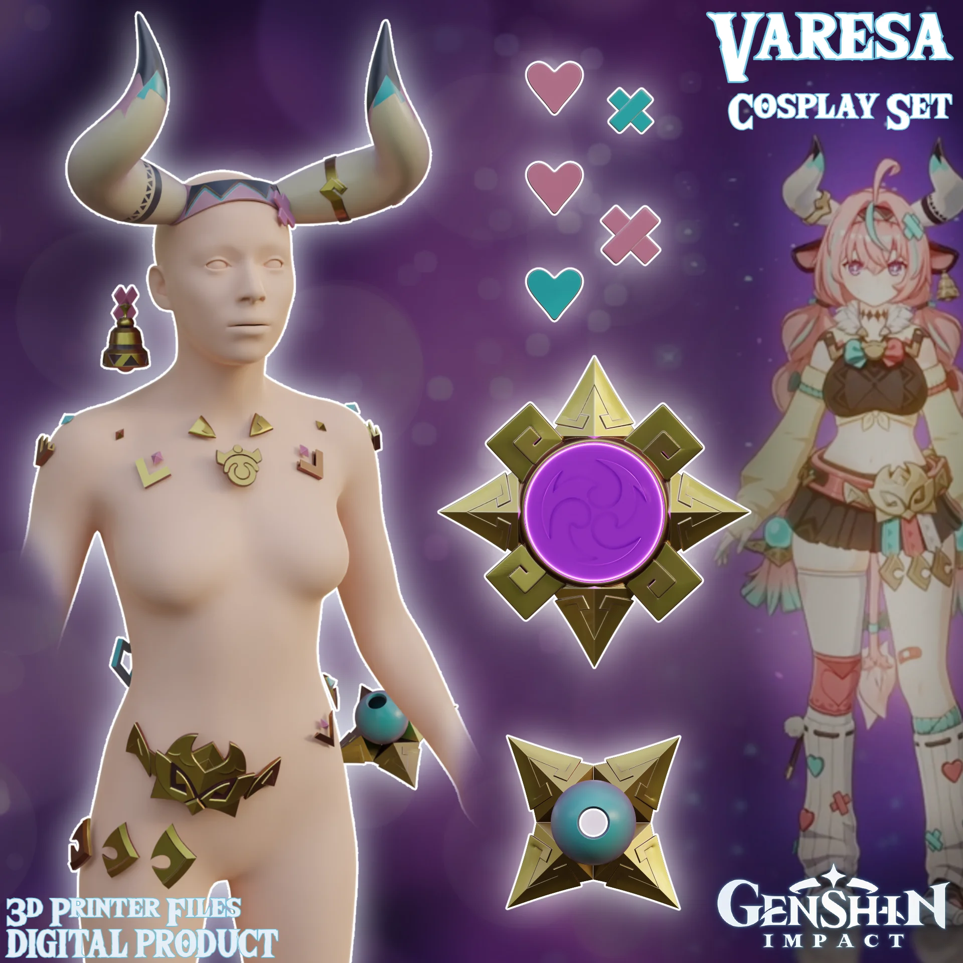 Varesa Cosplay Set Genshin Impact 3d model
