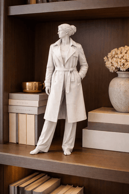 Modern Trench Coat Woman Statue STL – Elegant Female Figure for 3D Printing 3d model