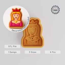 Queen & Crown Shape Cutter Stamp Set, Cookie & Fondant Tool, Royal Princess Theme, 6-Piece, S/M/L Sizes PRODUCT_252 3d model