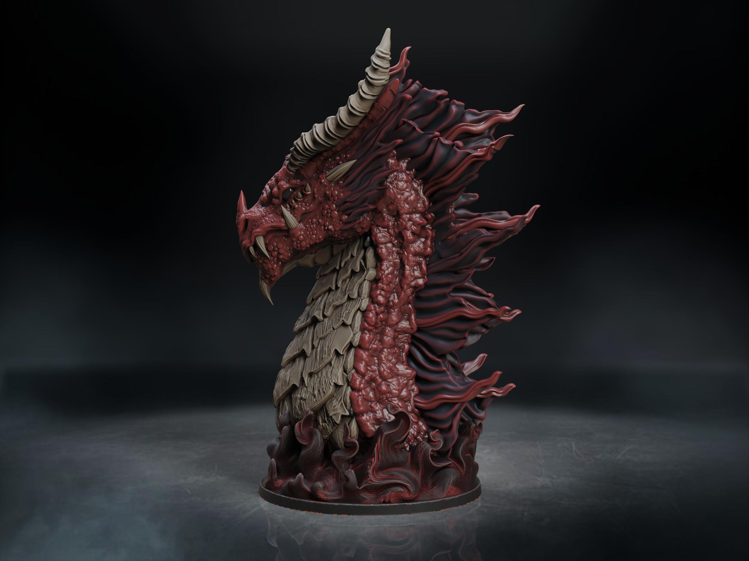 Elder Red Dragon Bust (Pre-Supported) 3d model