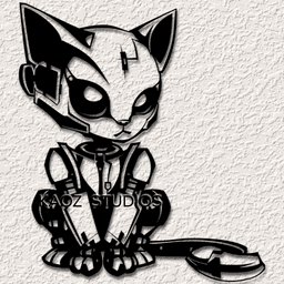 robot cat wall art robotic kitty wall decor cyborg kitten decoration - 2 versions 3d model