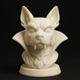 Vampire Dog Bust - Halloween Dog Statue - STL 3MF - 3D Printable Dog Model 3d model