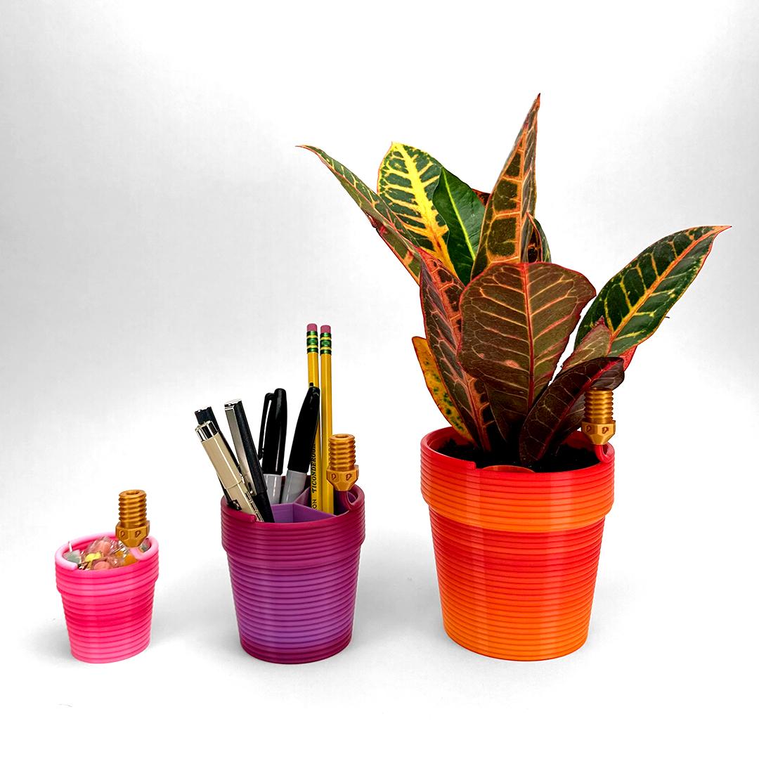 3D Printable Extruded Layer Pot with embellished 3D printing layers 3d model