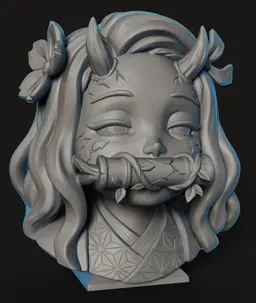 Nezuko Demon Bust STL | Anime 3D Print | HighDetail 3d model