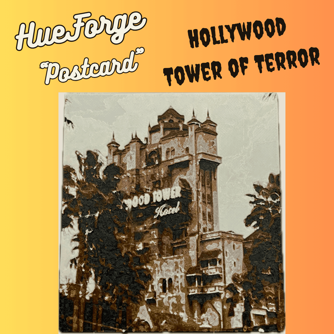 Hollywood Tower of Terror HueForge Postcard 3d model