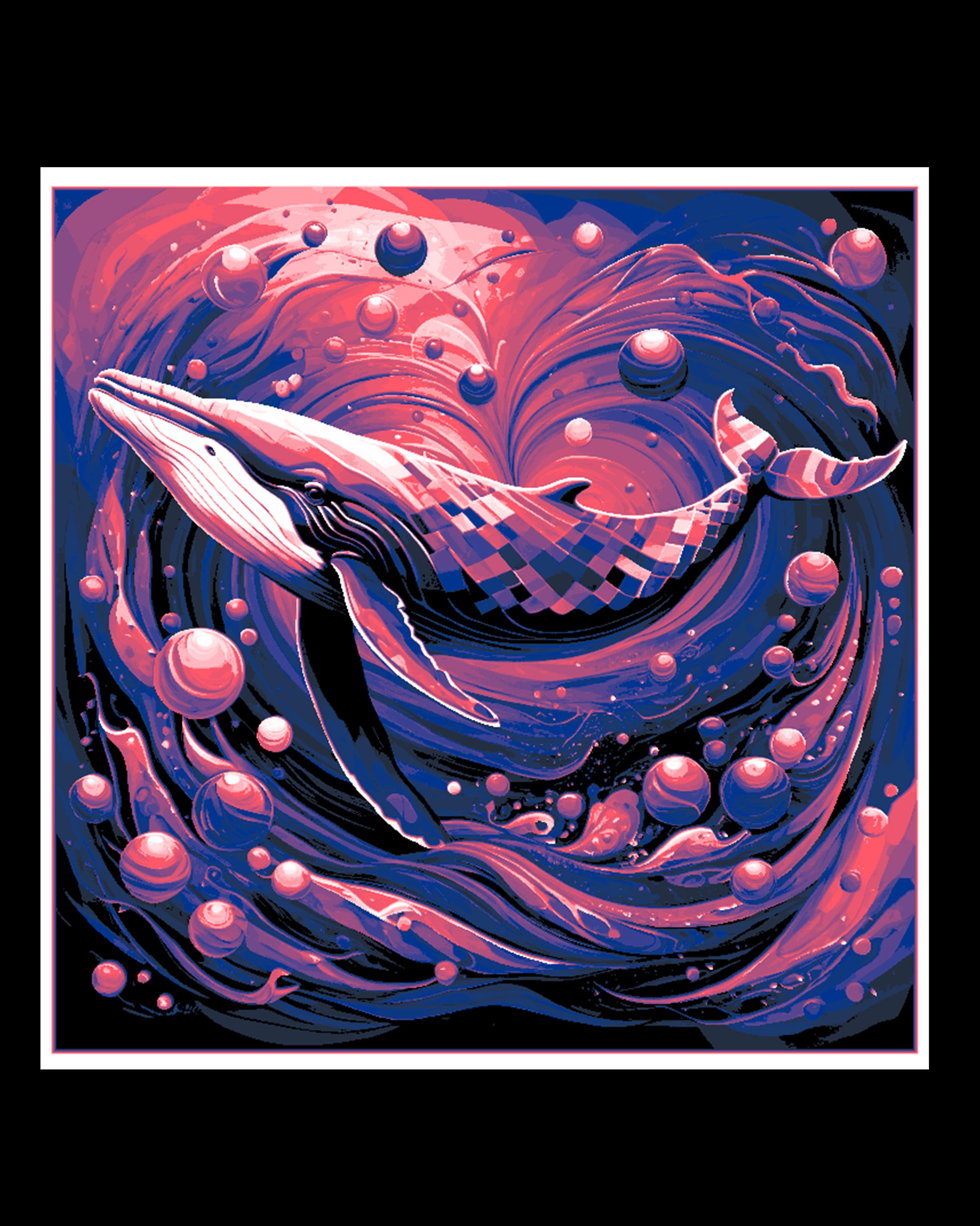 Wall art - Fantasy Ocean Scene with the Queen Whale - Hueforge 3d model