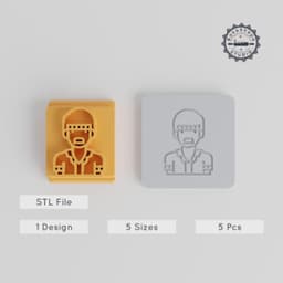 Bohemian Tribal Man Stamp Tile Collection, 5 Motif Sizes, Versatile for Clay, Cookies & Fondant PRODUCT_3772 3d model